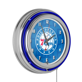 NBA Chrome Double Rung Neon Clock - City - Philadelphia 76ers