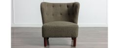 Accent Chair, Upholstered Armless Chair Lambskin Sherpa Single Sofa Chair with Wooden Legs