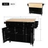 Kitchen Cart with Rubber wood Drop-Leaf Countertop ,Cabinet door internal storage racks