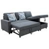 Dark Grey Flannelette 2-Piece Couch Living Room Sofabed