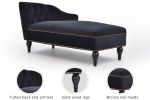 [New+Video] 58''Velvet Chaise Lounge,Button Tufted Right Arm Facing Lounge Chair with Nailhead Trim & Solid Wood Legs for Living Room or Office