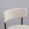 Set of 2 Mid-Century Modern Dining Chairs - Teddy Fabric Upholstered - Curved Back - Metal Frame - Beige | Elegant and Comfortable Kitchen Chairs