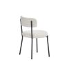 Set of 2 Mid-Century Modern Dining Chairs - Teddy Fabric Upholstered - Curved Back - Metal Frame - Beige | Elegant and Comfortable Kitchen Chairs