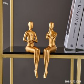 Abstract Golden Sculpture &amp; Figurines for Interior Resin Figure Statue Modern Home Decor Desk Accessories Nordic Room Decoration (Color: 2PCS-LOVE)